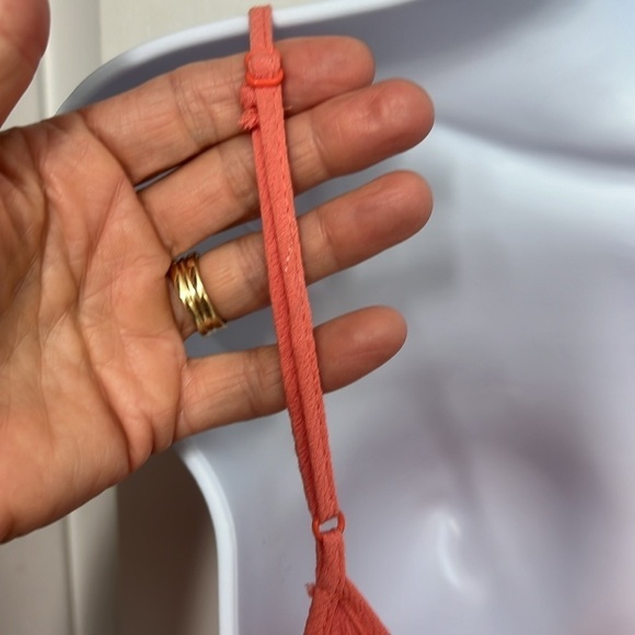Paper Crane spaghetti straped top. Peach colored. Has 2 lines of circle cutouts - Picture 8 of 12
